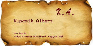 Kupcsik Albert névjegykártya